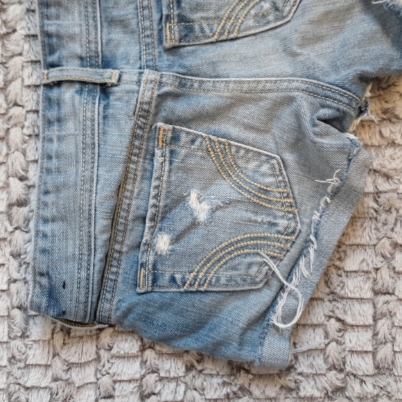 Blue Jean Designer Ripped Jean Shorts By Hollister - Picture 6 of 7